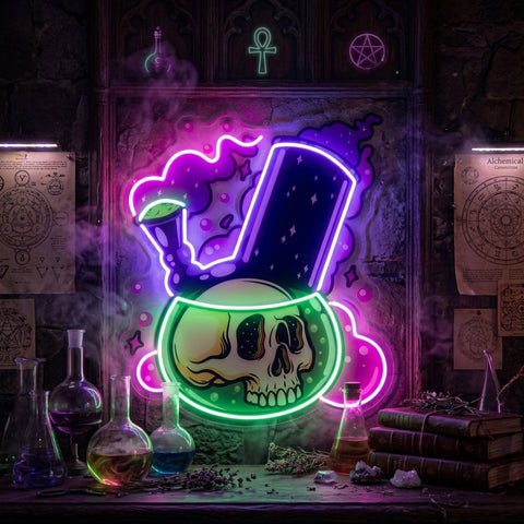 Bong Skull LED Neon Sign Light Pop Art