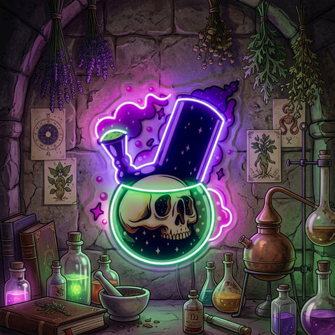 Bong Skull LED Neon Sign Light Pop Art