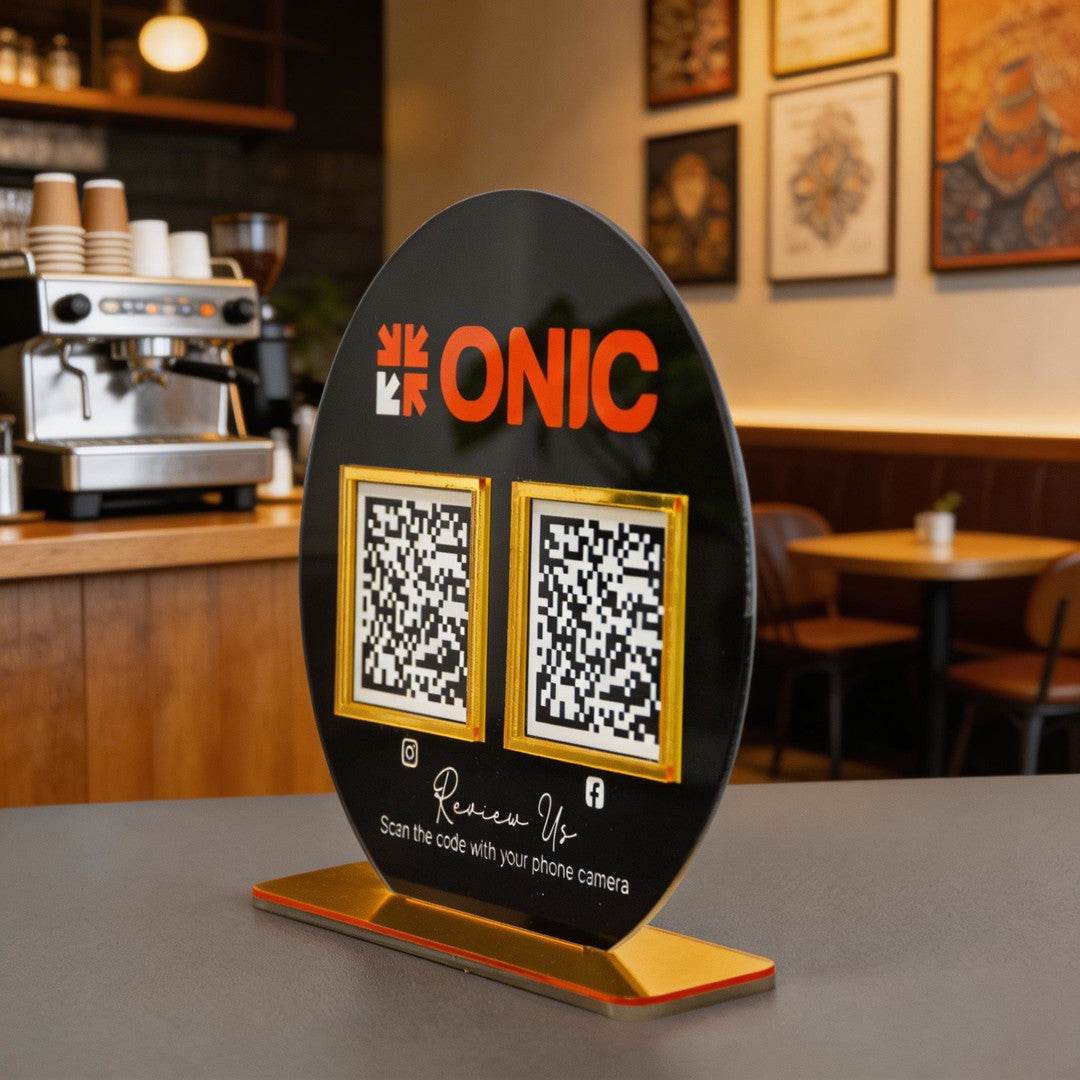Custom Double QR Code Circle Stand Layout A