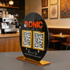 Custom Double QR Code Circle Stand Layout A