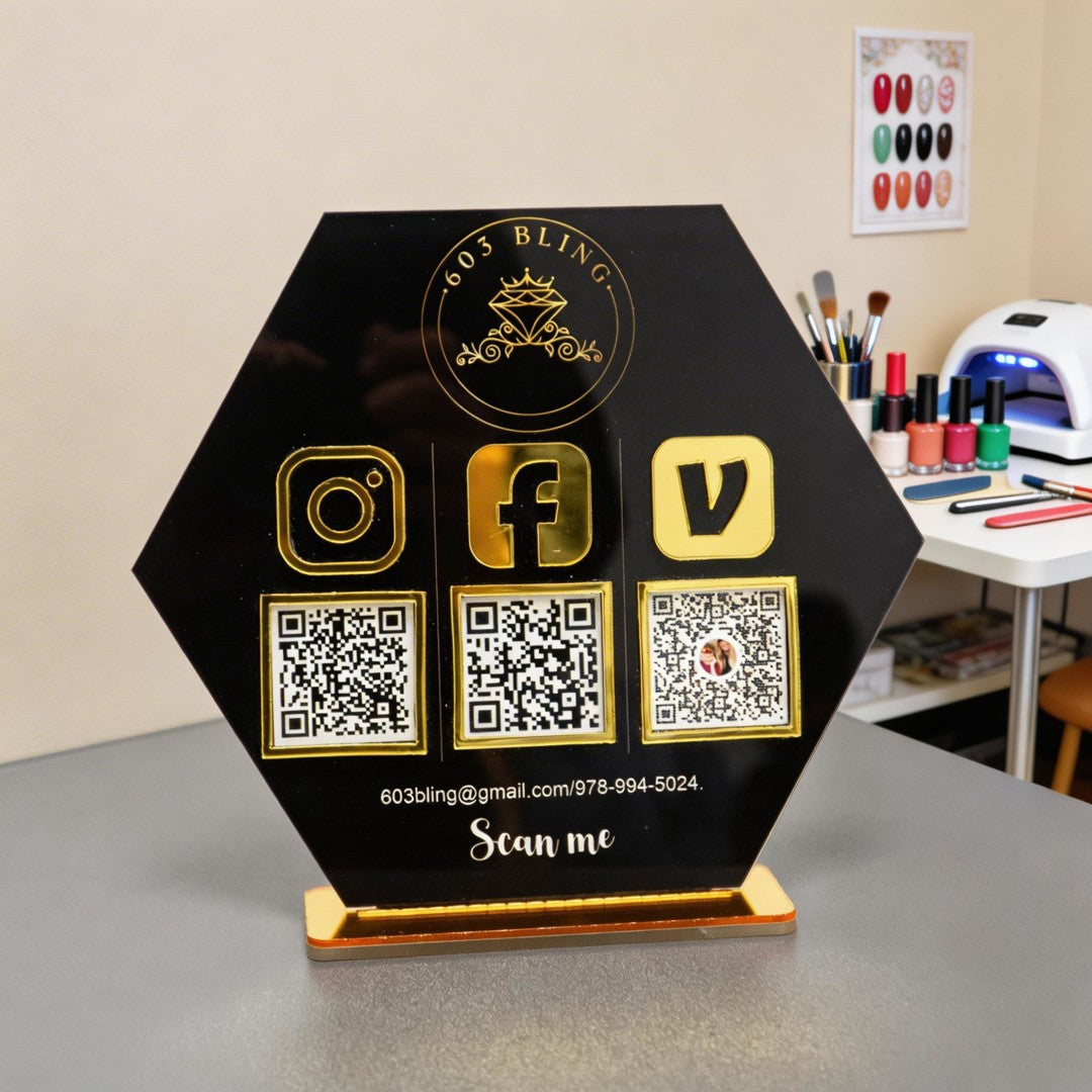 Custom Multi QR Code Hexagon Stand