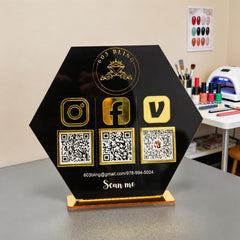 Custom Multi QR Code Hexagon Stand