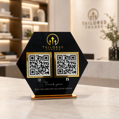 Custom Double QR Code Hexagon Stand Layout A