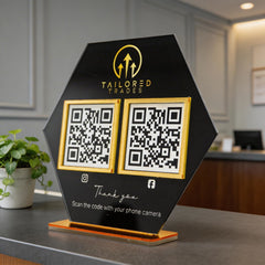 Custom Double QR Code Hexagon Stand Layout A