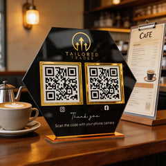 Custom Double QR Code Hexagon Stand Layout A