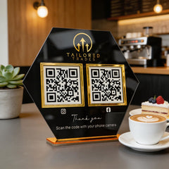 Custom Double QR Code Hexagon Stand Layout A