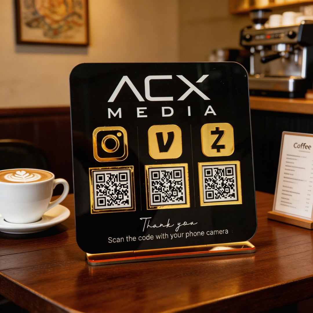 Custom Triple QR Code Square Stand