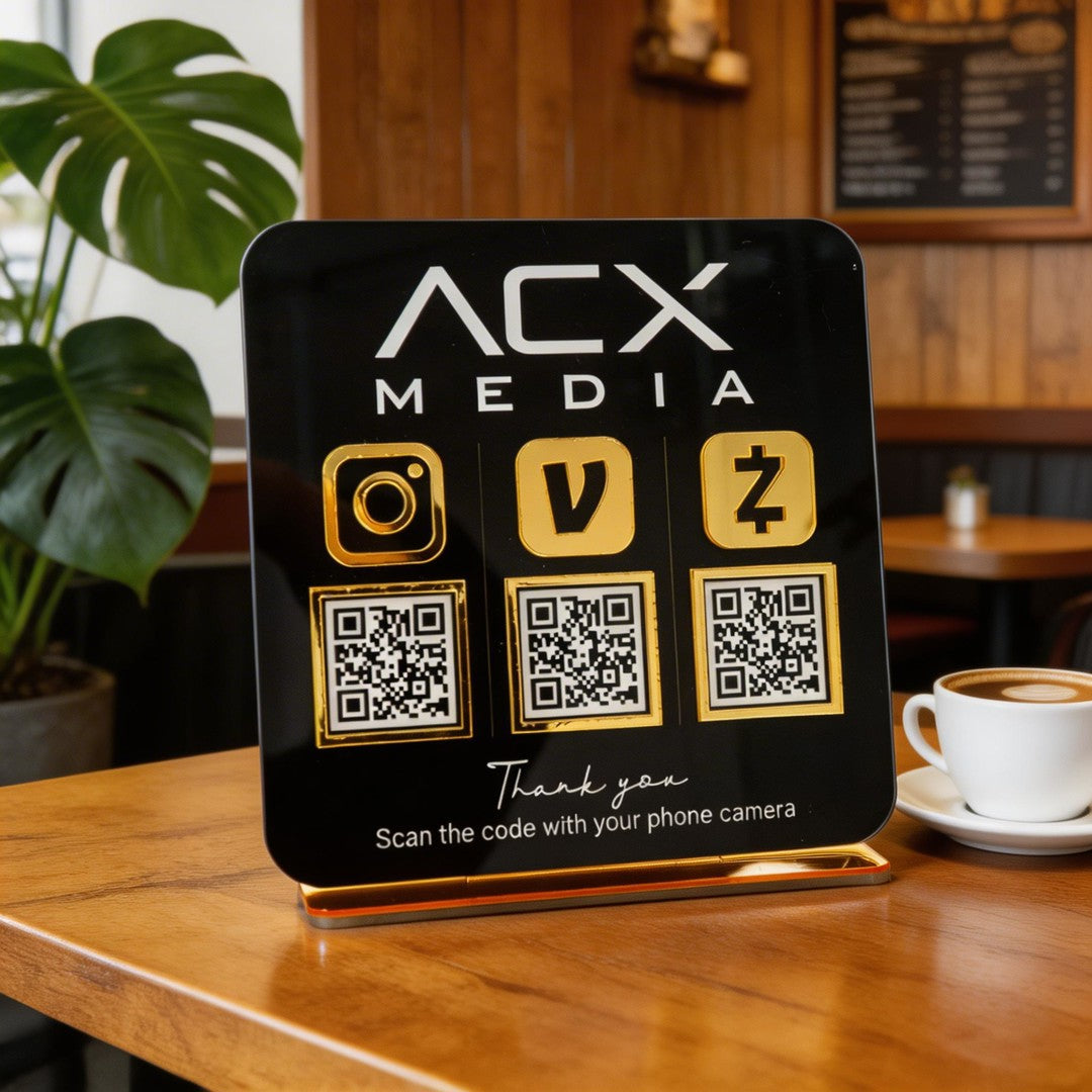 Custom Triple QR Code Square Stand
