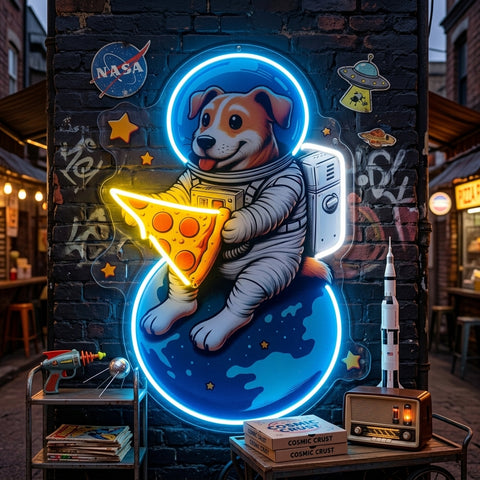 Astrodog Pizza LED Neon Sign Light Pop Art