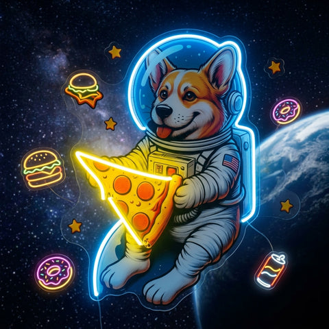 Astrodog Pizza LED Neon Sign Light Pop Art