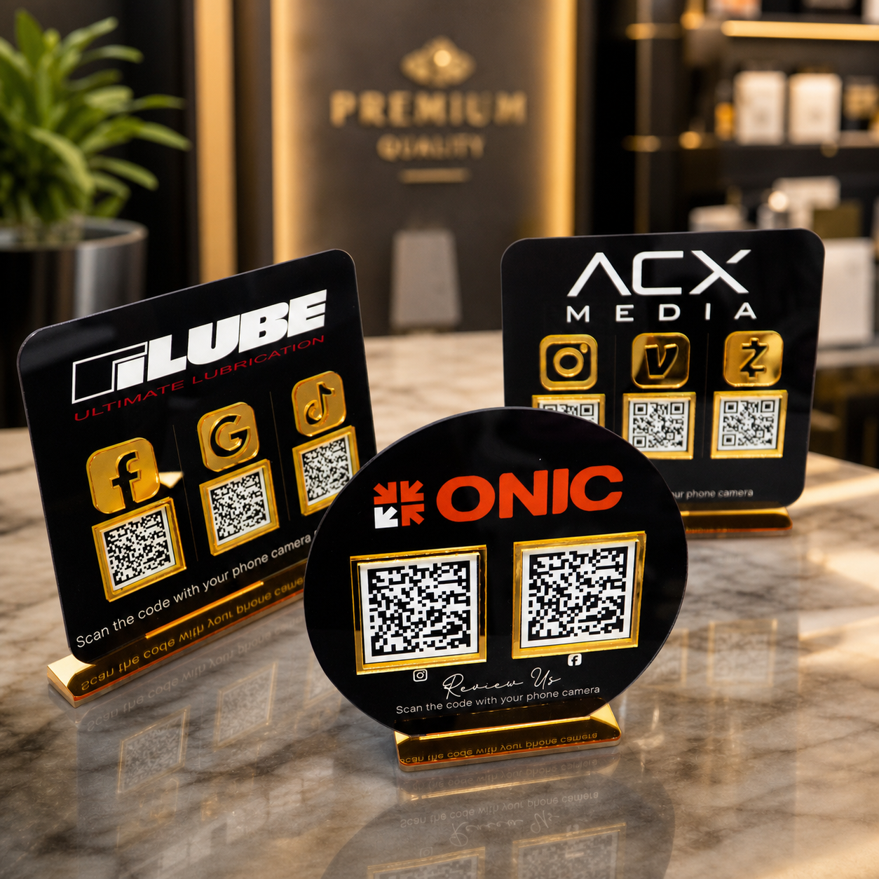 Custom Double QR Code Circle Stand Layout B