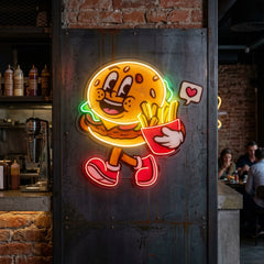 Burger Cute Trendy Retro LED Neon Sign Light Pop Art