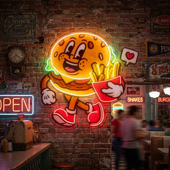 Burger Cute Trendy Retro LED Neon Sign Light Pop Art