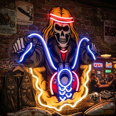 Biker Skull LED Neon Sign Light Pop Art