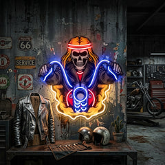 Biker Skull LED Neon Sign Light Pop Art