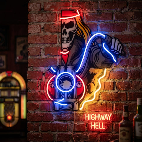 Biker Skull LED Neon Sign Light Pop Art