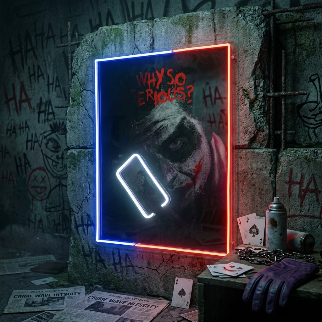 Joker Card Game Collapse Art LED Neon Sign Light Pop Art