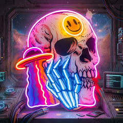 UFO Skull Vibe LED Neon Sign Light Pop Art