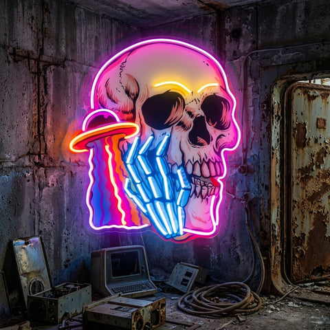 UFO Skull Vibe LED Neon Sign Light Pop Art