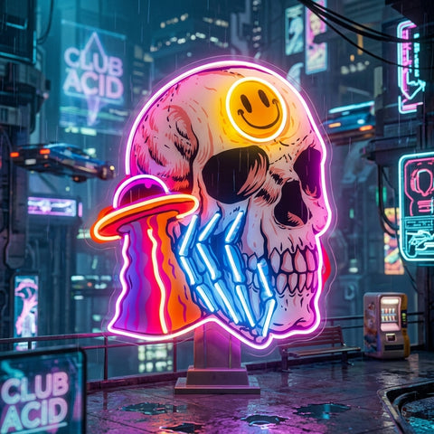 UFO Skull Vibe LED Neon Sign Light Pop Art