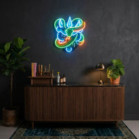 Oni Head And Green Snake LED Neon Sign Light Pop Art