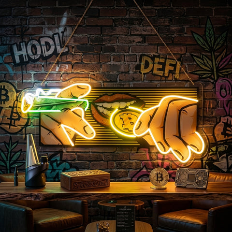 Burn Money With Bitcoin LED Neon Sign Light Pop Art