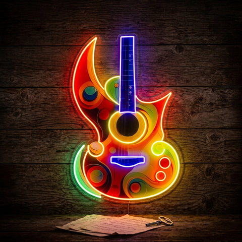 Colorful Guitar In Abstract Art LED Neon Sign Light Pop Art