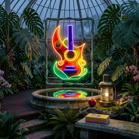 Colorful Guitar In Abstract Art LED Neon Sign Light Pop Art
