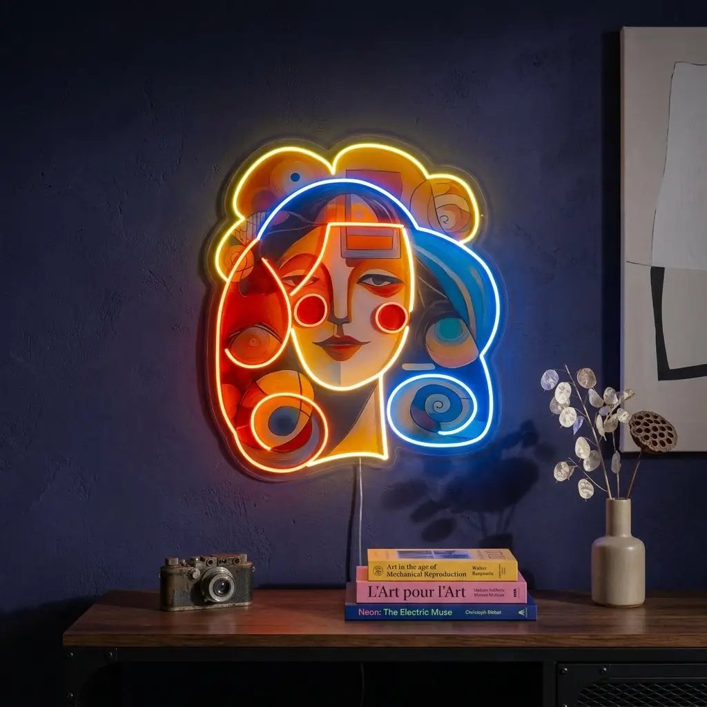 Peaceful Girl Portrait Abstract Art LED Neon Sign Light Pop Art
