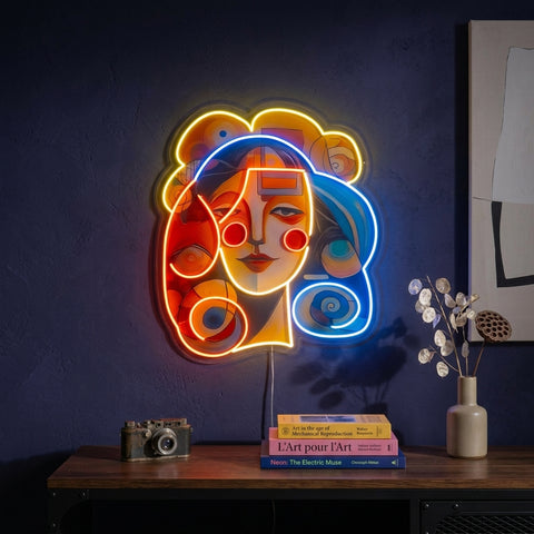 Peaceful Girl Portrait Abstract Art LED Neon Sign Light Pop Art