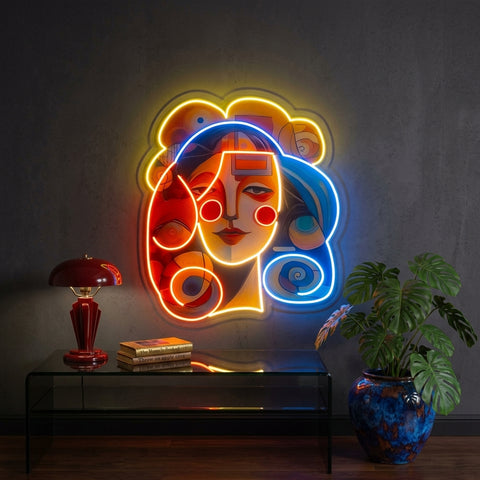 Peaceful Girl Portrait Abstract Art LED Neon Sign Light Pop Art