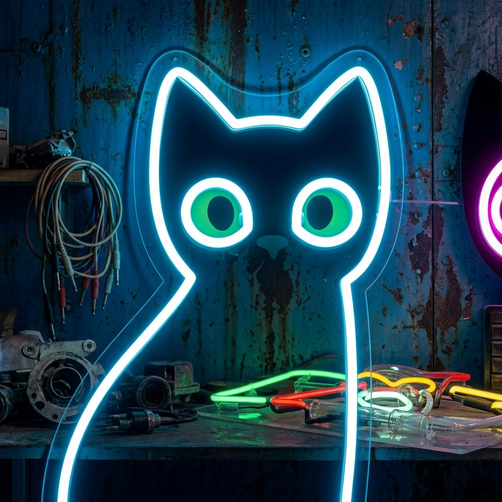 Black Cat Skeleton LED Neon Sign Light Pop Art