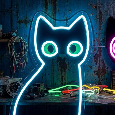 Black Cat Skeleton LED Neon Sign Light Pop Art