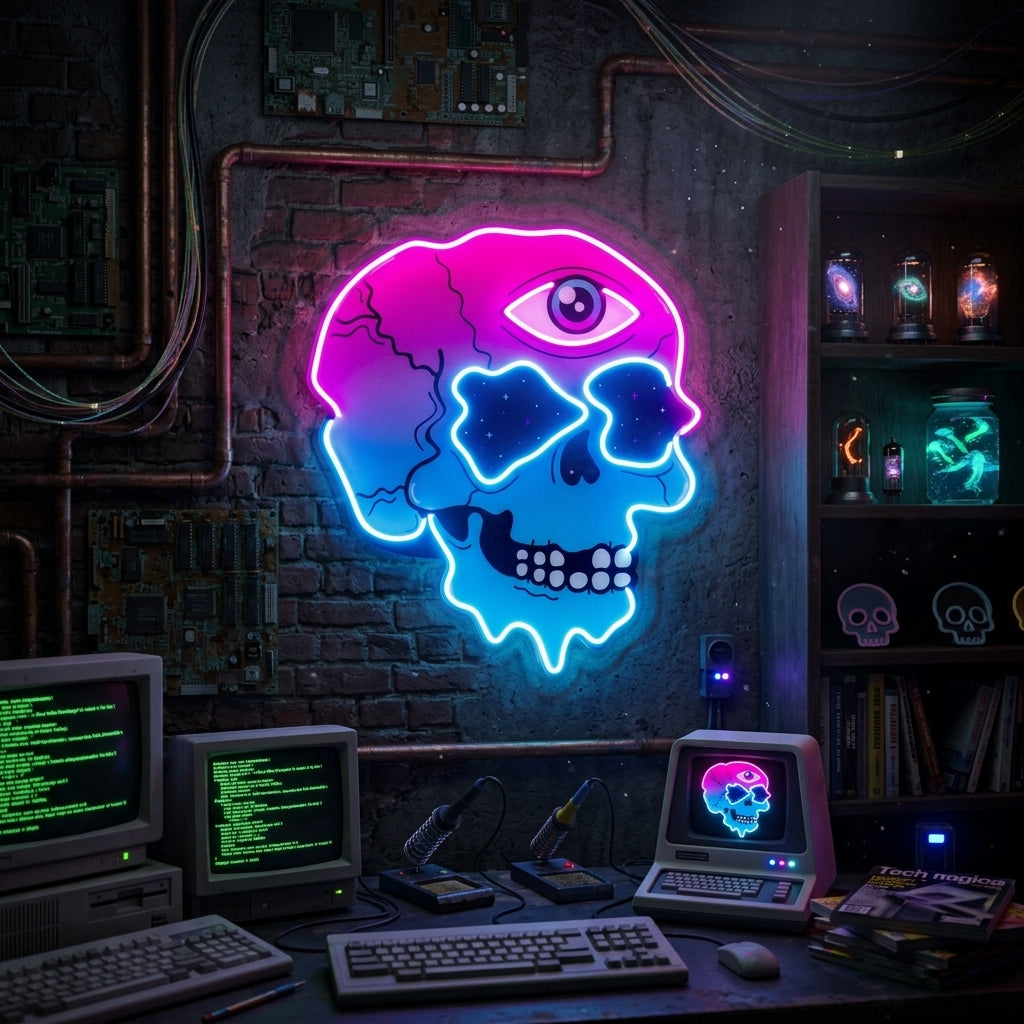 Psychedelic Trippy Skull LED Neon Sign Light Pop Art