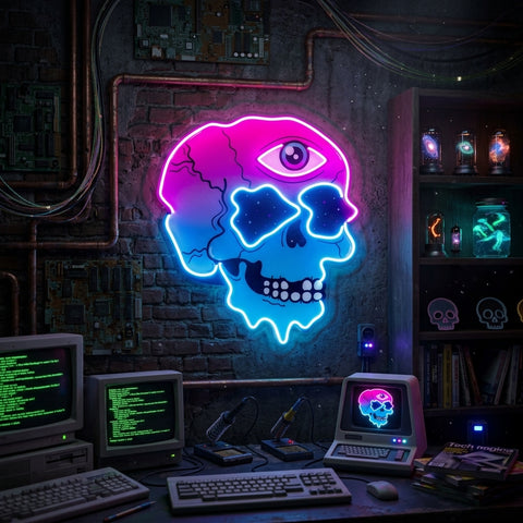 Psychedelic Trippy Skull LED Neon Sign Light Pop Art