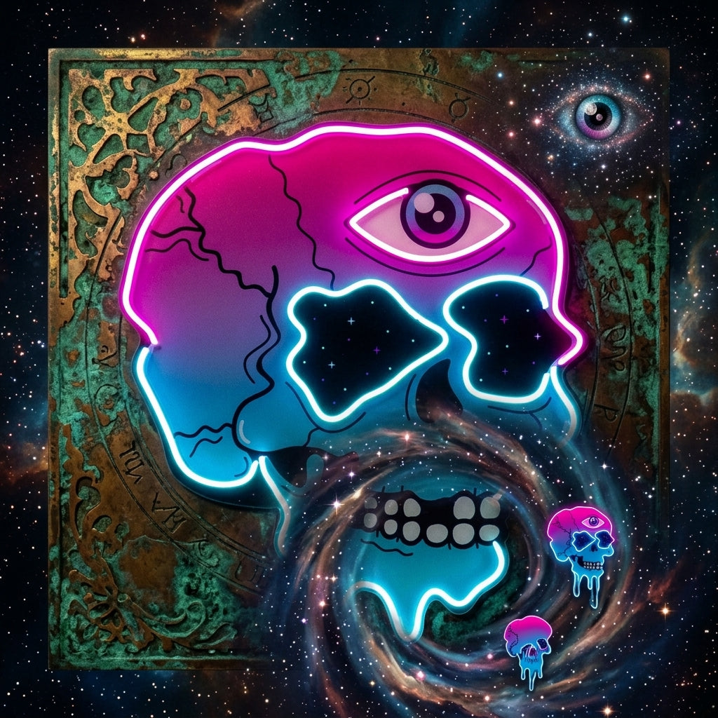 Psychedelic Trippy Skull LED Neon Sign Light Pop Art