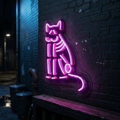 Black Cat Skeleton LED Neon Sign Light Pop Art