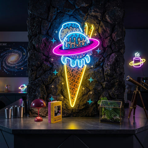Planets Ice Cream Vintage LED Neon Sign Light Pop Art