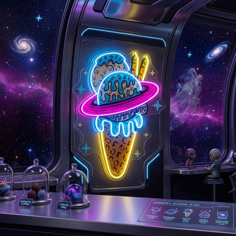 Planets Ice Cream Vintage LED Neon Sign Light Pop Art