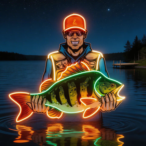 Colorful Fisherman LED Neon Sign Light Pop Art