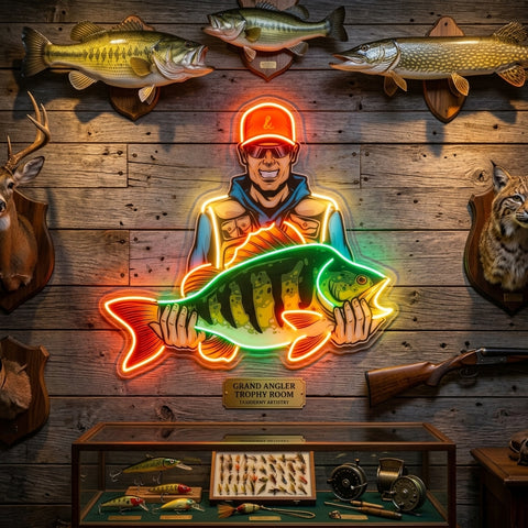 Colorful Fisherman LED Neon Sign Light Pop Art