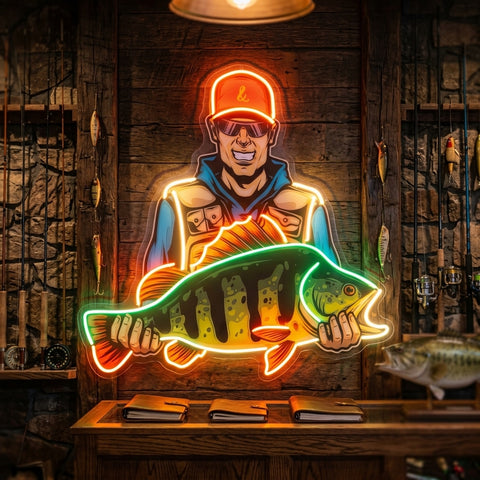 Colorful Fisherman LED Neon Sign Light Pop Art