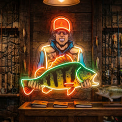 Colorful Fisherman LED Neon Sign Light Pop Art