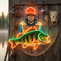 Colorful Fisherman LED Neon Sign Light Pop Art