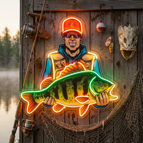 Colorful Fisherman LED Neon Sign Light Pop Art