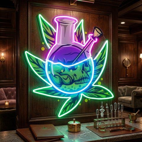 Skull Head In The Weed Bong LED Neon Sign Light Pop Art