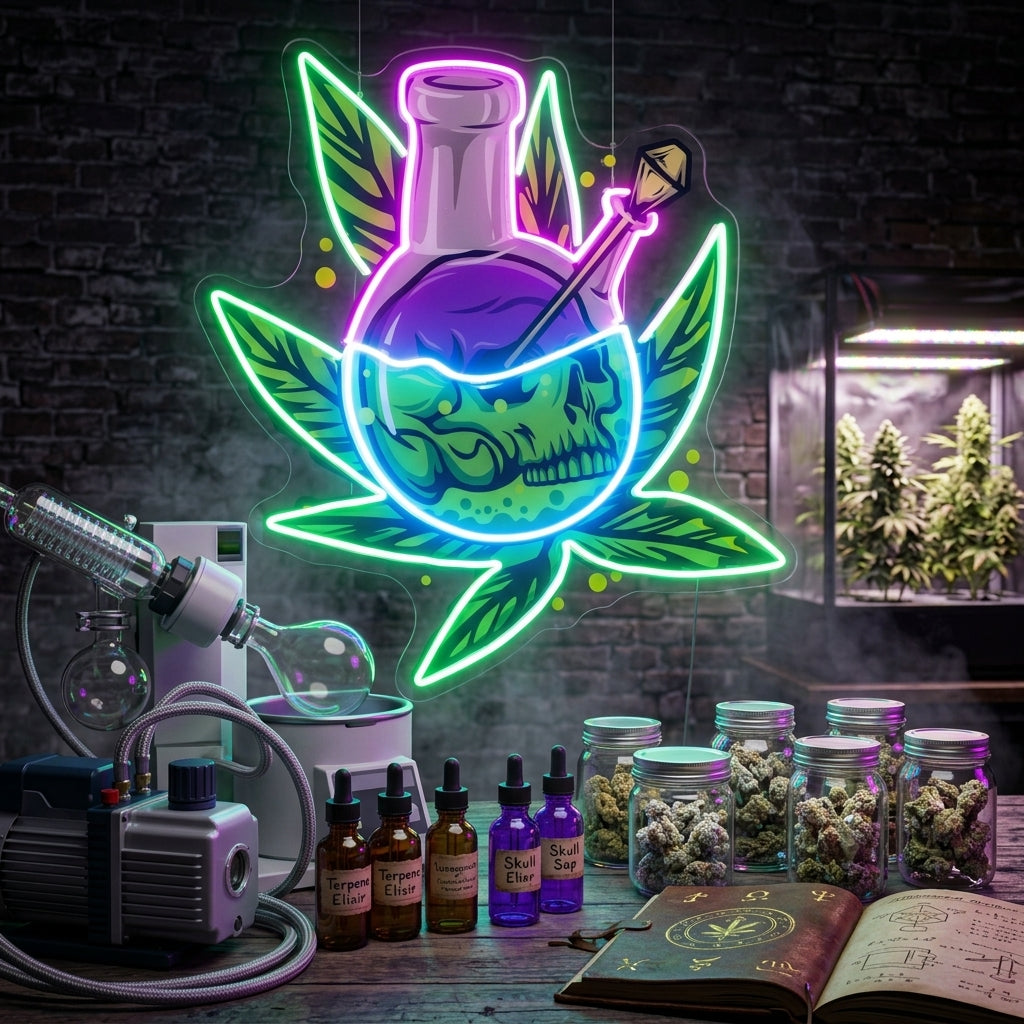 Skull Head In The Weed Bong LED Neon Sign Light Pop Art