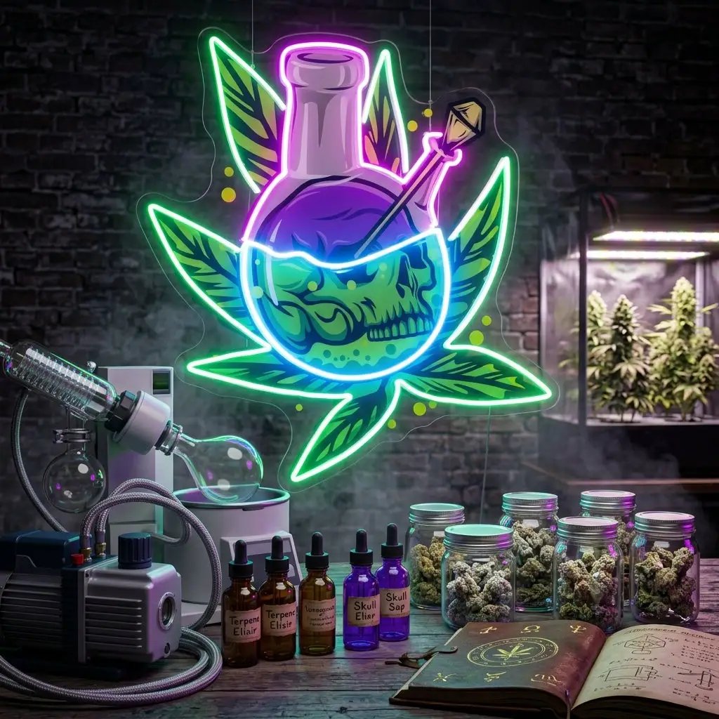 Skull Head In The Weed Bong LED Neon Sign Light Pop Art