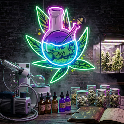 Skull Head In The Weed Bong LED Neon Sign Light Pop Art