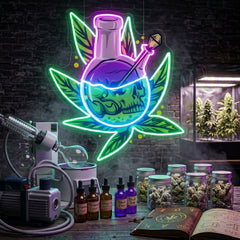 Skull Head In The Weed Bong LED Neon Sign Light Pop Art